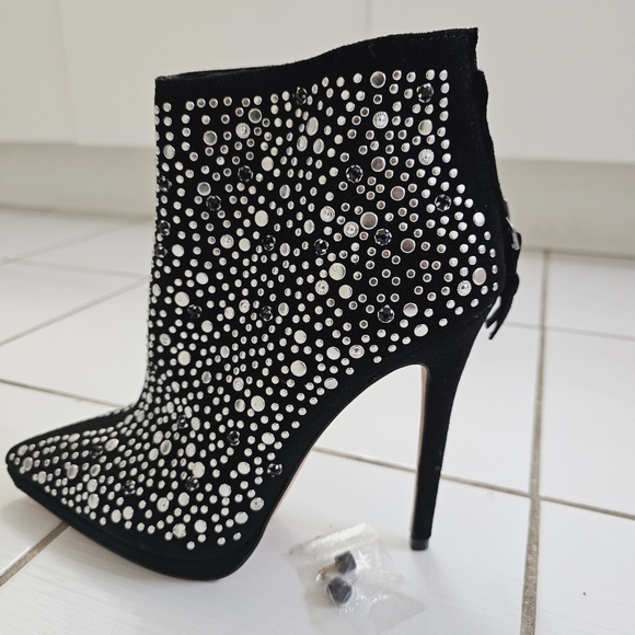 Jean-Michel Cazabat Ankle Boots Black Studded, Crystal Accent EU 37 Tag On - Picture 10 of 14